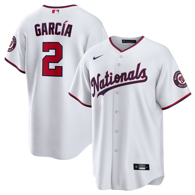 Men's Washington Nationals #2 Luis Garcia White Cool Base Stitched Baseball Jersey Men's Washington Nationals #2 Luis Garcia White Cool Base Stitched Baseball Jersey
